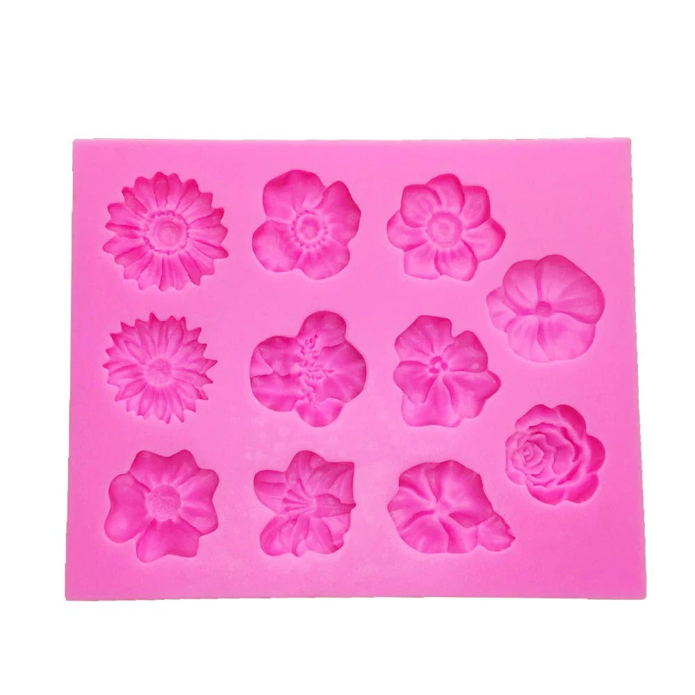 11-Cavity Mixed Flowers Fondant Silicone Mold