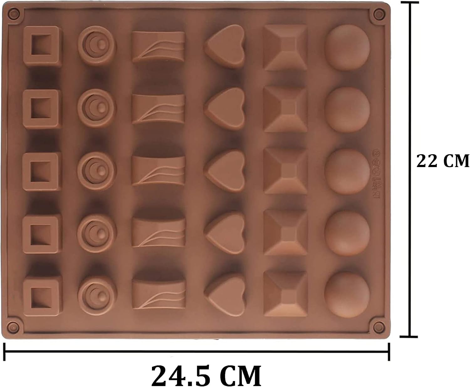 30-Cavity Multi-Shape Silicone Chocolate Mold