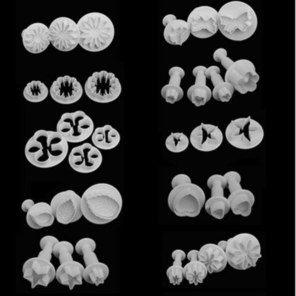 Multifunctional Clay/Fondant Plunger Cutter Set 33pcs – Flower, Leaf & Butterfly Shapes