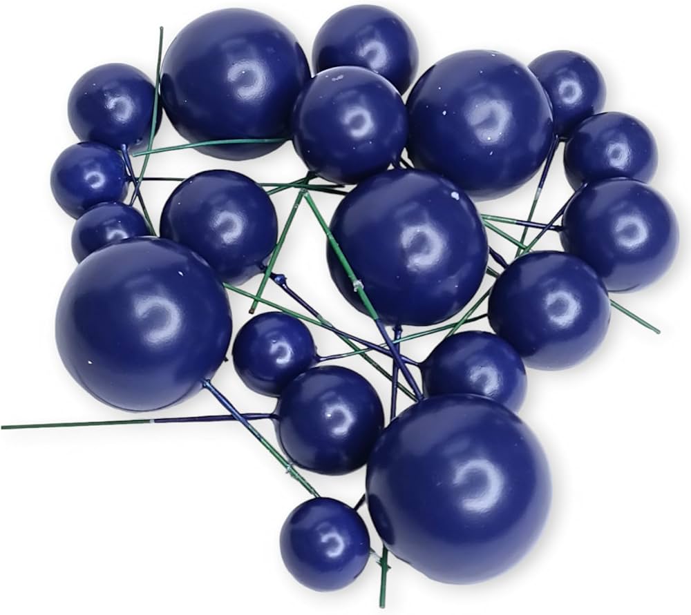 Dark Blue Faux Ball Cake Topper – 20pcs Pack