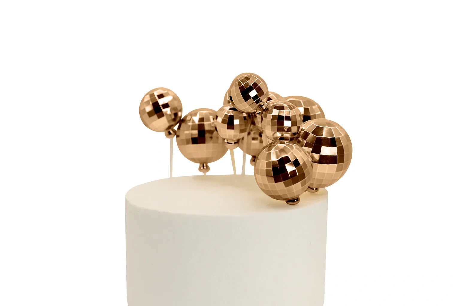 Rose Gold Disco Ball Cake Topper – 12pcs Pack