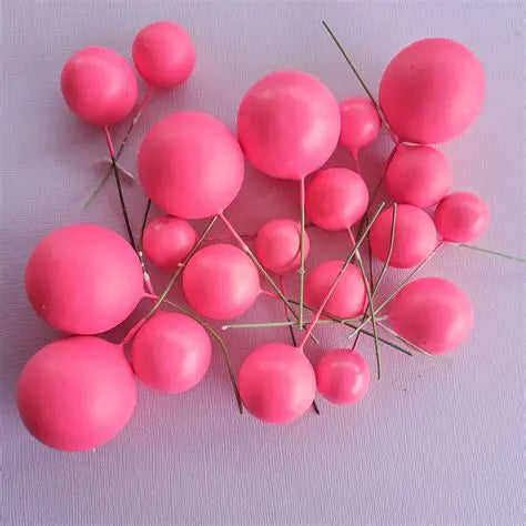 Dark Pink faux Ball Cake Topper – 20pcs Pack