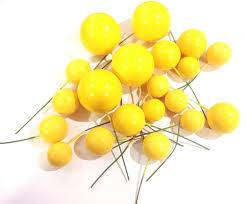 Yellow Faux Ball Cake Topper – 20pcs Pack