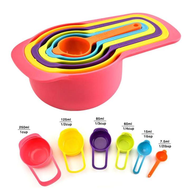 Colorful Measuring Cups & Spoons Set – 6pcs set