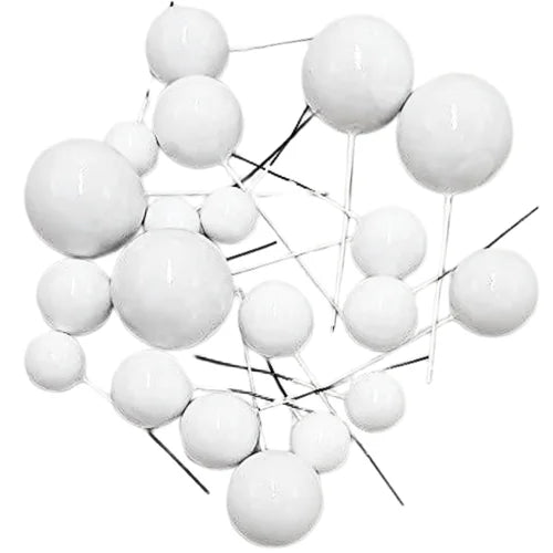 White  Faux Ball Cake Topper – 20pcs Pack