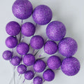 Purple Glitter Faux Ball Cake Topper – 20pcs Pack