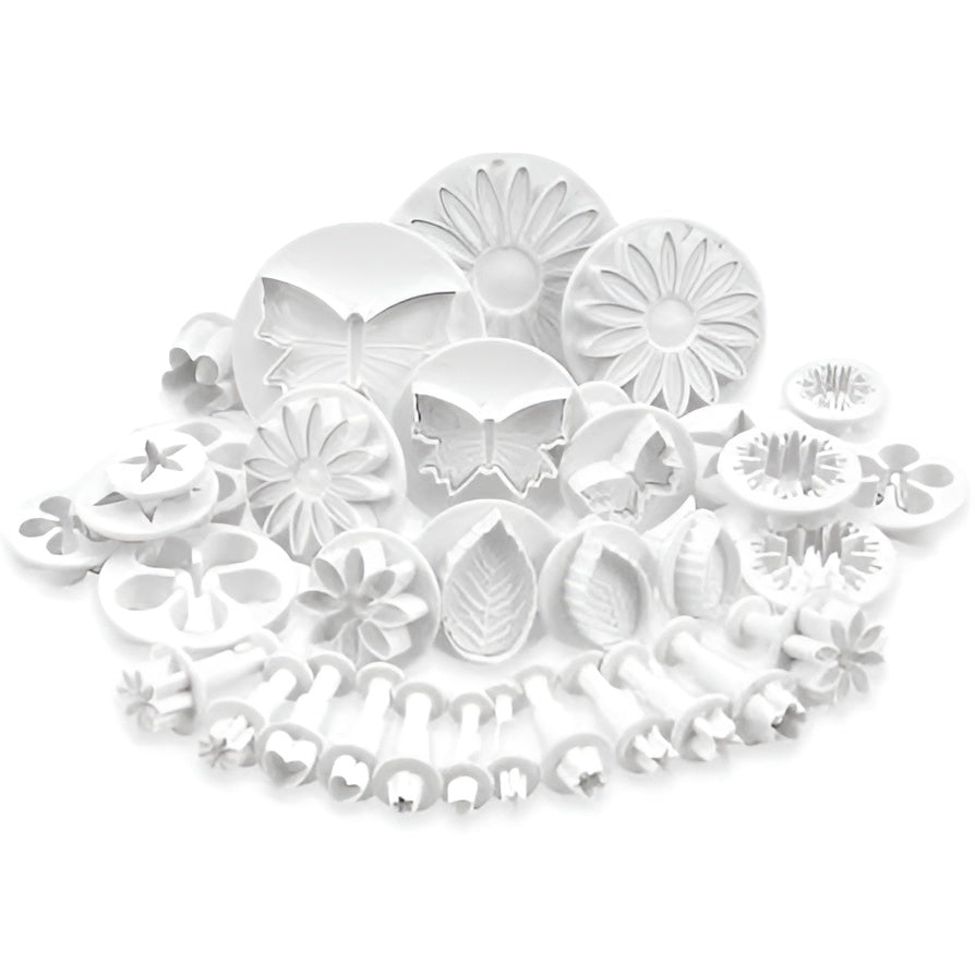 Multifunctional Clay/Fondant Plunger Cutter Set 33pcs – Flower, Leaf & Butterfly Shapes