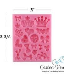 Mini Crown, Bow & Hearts Fondant Silicone Mold