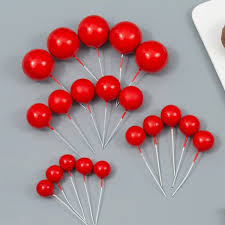 Red Faux Ball Cake Topper – 20pcs Pack