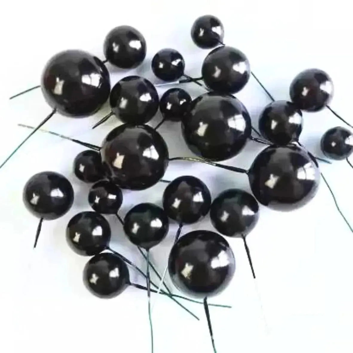 Black Faux Ball Cake Topper – 20pcs Pack