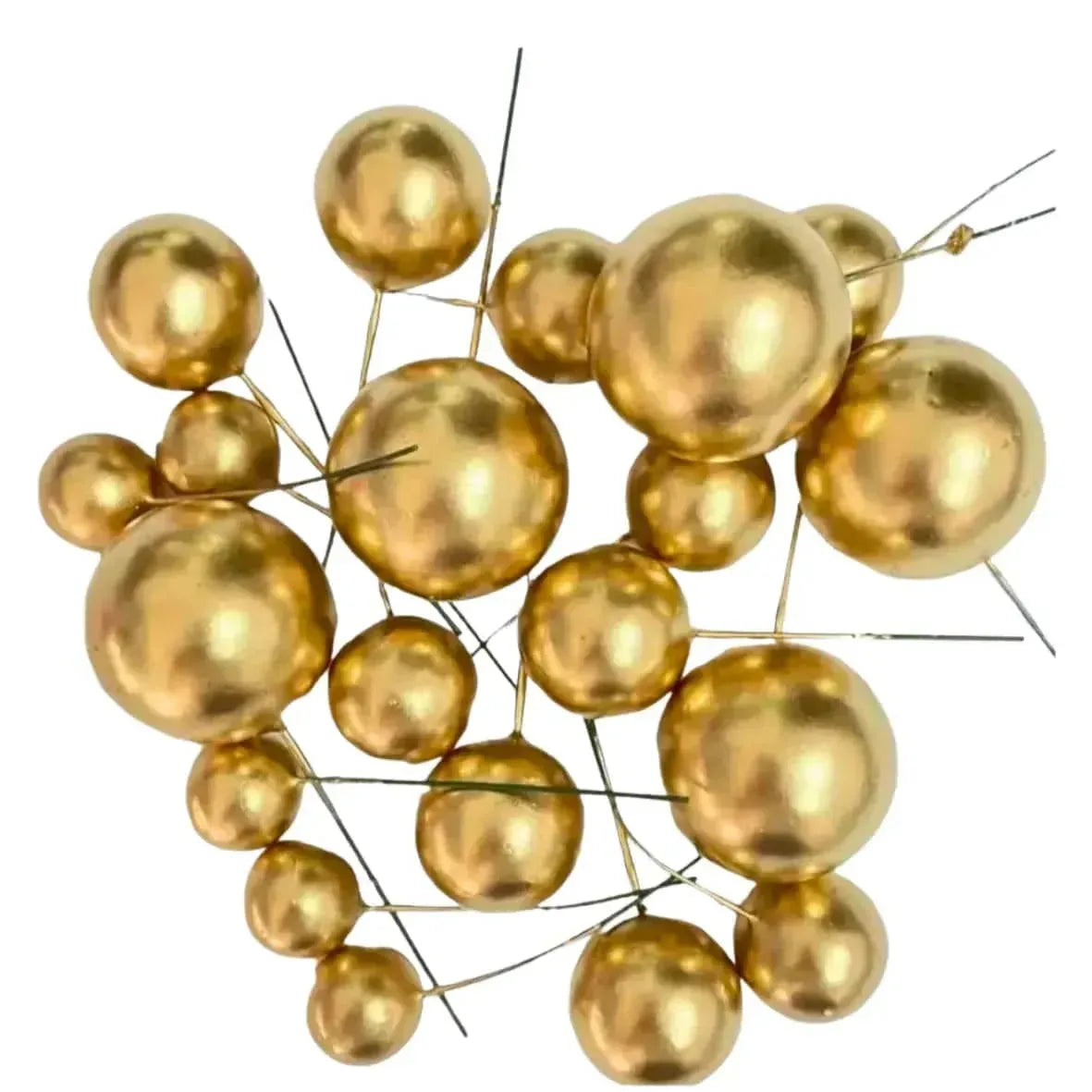 Golden Faux Ball Cake Topper – 20pcs Pack